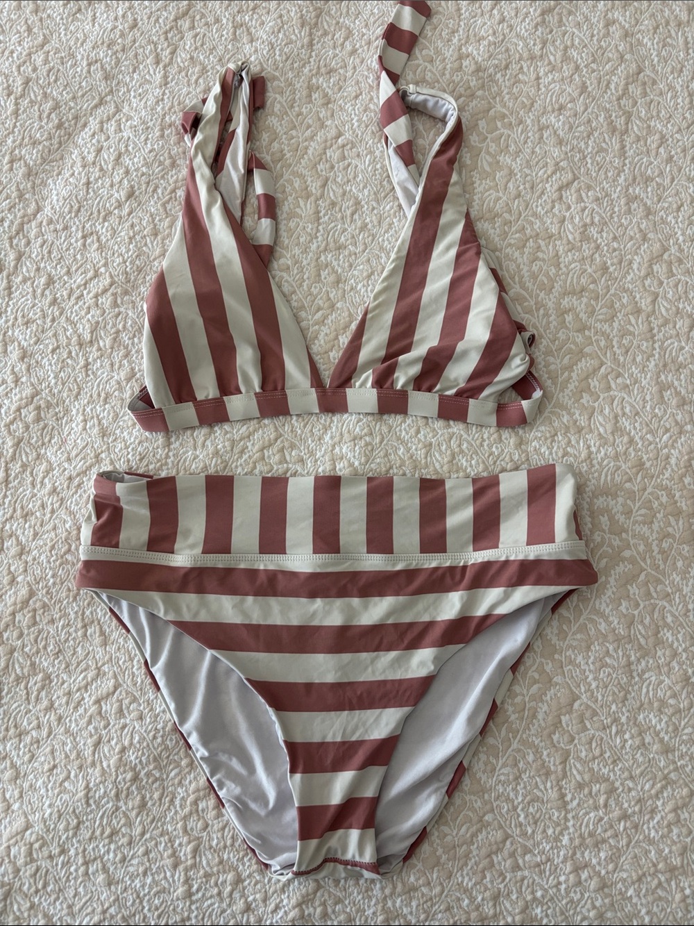 Gianni Bini White Swimwear Top with Rust Accent